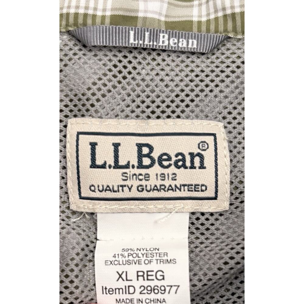 LL Bean Men’s Green/White Plaid Long Sleeve Shirt Vented Fishing Hiking Size XL - Picture 4 of 6